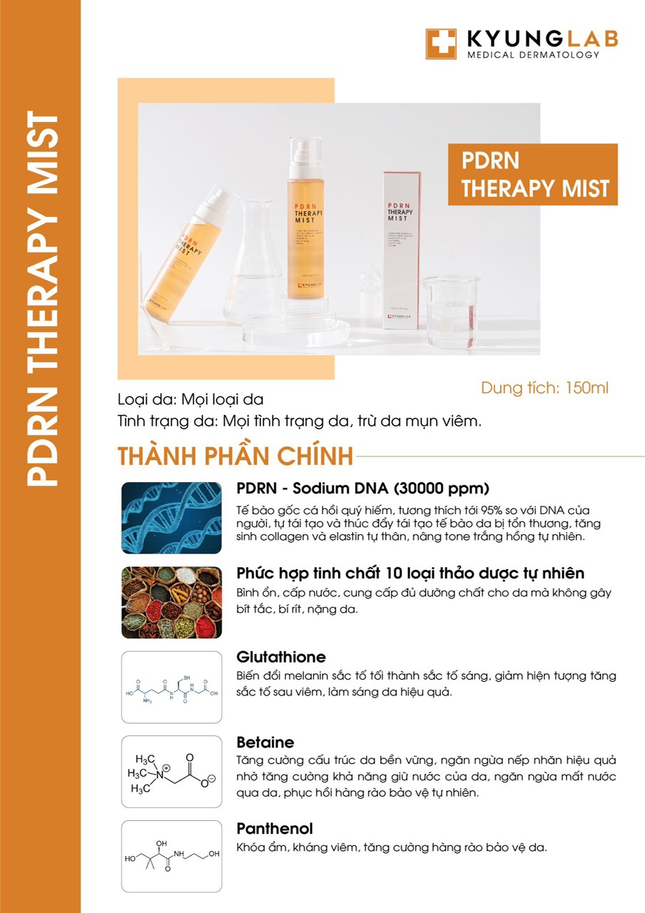Xịt khoang Kyung Lab từ tế bào gốc PDRN có tác dụng làm dịu da tức thì, tăng sức đề kháng cho da, dưỡng trắng, thải độc và se khít lỗ chân lông,…